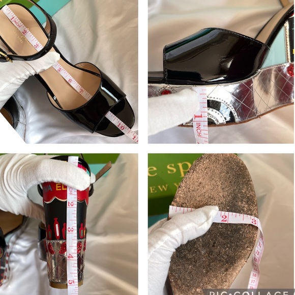 Kate Spade Black Patent Leather Dora Wedges Taco Truck Viva El Taco Size 10 - Picture 16 of 17